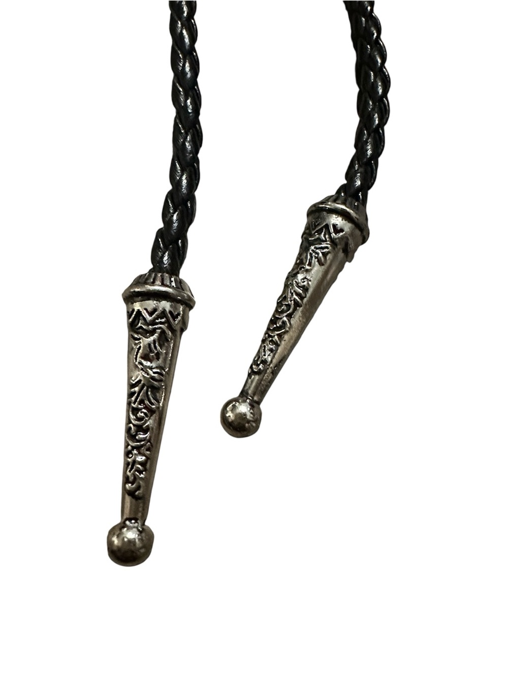 Black Braided Bolo Tie with Silver TX Concho - Picture 3 of 5